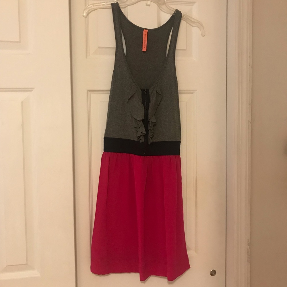 Grey and link racerback dress